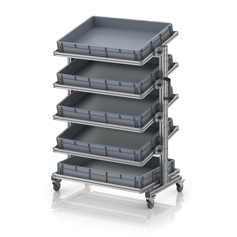 AUER Packaging Systémový přepravní vozík pro euro přepravku 80 x 60, výška 134 cm, sklopná EG SWN 134 8612